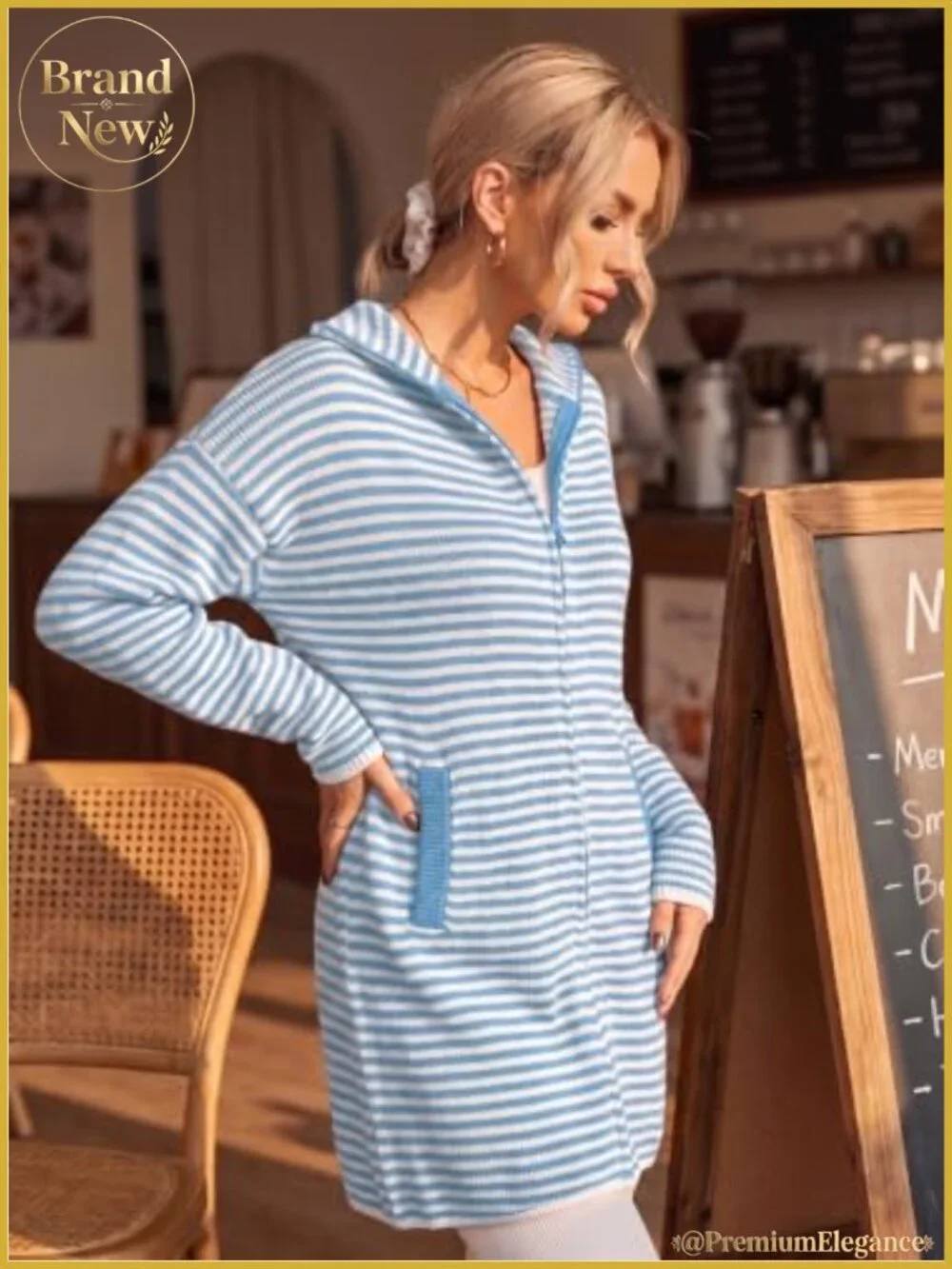 Chunky Knit Zip Up Sweater Dress with Pockets